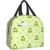 Cute Frog with Big Eyes Print Thermal Lunch Bag Insulated Bento Box Reusable Waterproof Lunch Bag for Office Picnic Hiking Beach
