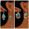 Turquoise Bohemian Turquoise Earrings Pearl Flower Shape Earrings Pendant  Beach