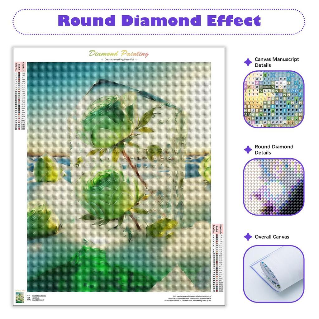 5D Diy алмазная живопись цветок кубик льда зеленая роза вышивка розы картина из горного хрусталя Алмазная мозаика 30x40 см/12x16 дюймов