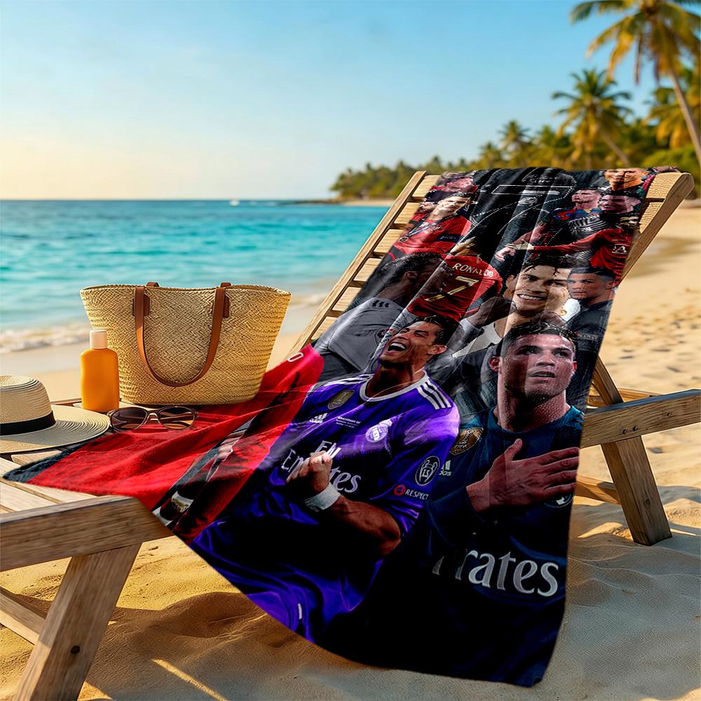 Cristiano Ronaldo Beach Towel Soft Durable Quick-Dry Comfortable Lightweight Suitable for Sports, Travel, Swimming, Yoga, Bathroom, Beach, And Pool