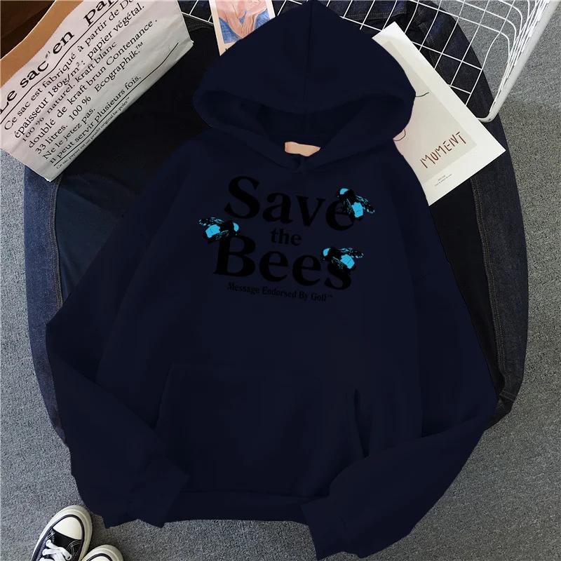 Hip Hop Cartoon Save The Bee Print Women's Hoodie Fashion Women's Hooded Pullover Women Y2k Women's Sweatshirt Clothing Y2K Top