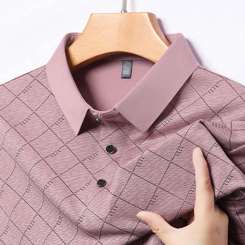 Рубашка поло с коротким рукавом, мужская футболка Ice Silk Business с лацканами, дышащая нижняя часть рубашки