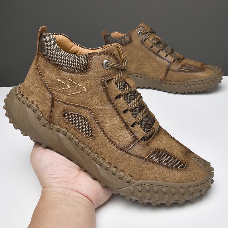 Осенняя новая мужская обувь повседневная модная обувь большого размера кожаная ручной работы обувь с высоким верхом обувь для активного отдыха и пешего туризма