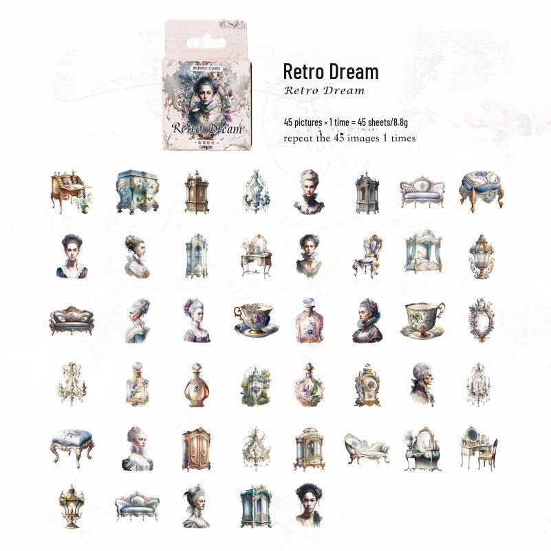 Наклейки MoMo в коробке: Серия «Цветочный язык» Тихиро — винтажные цветочные самоклеящиеся наклейки в стиле INS