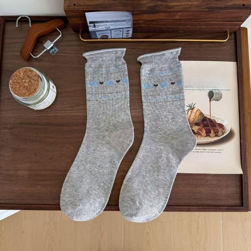 Женские весенне-летние хлопковые носки-гольфы без косточек с бантом и надписью «Love»