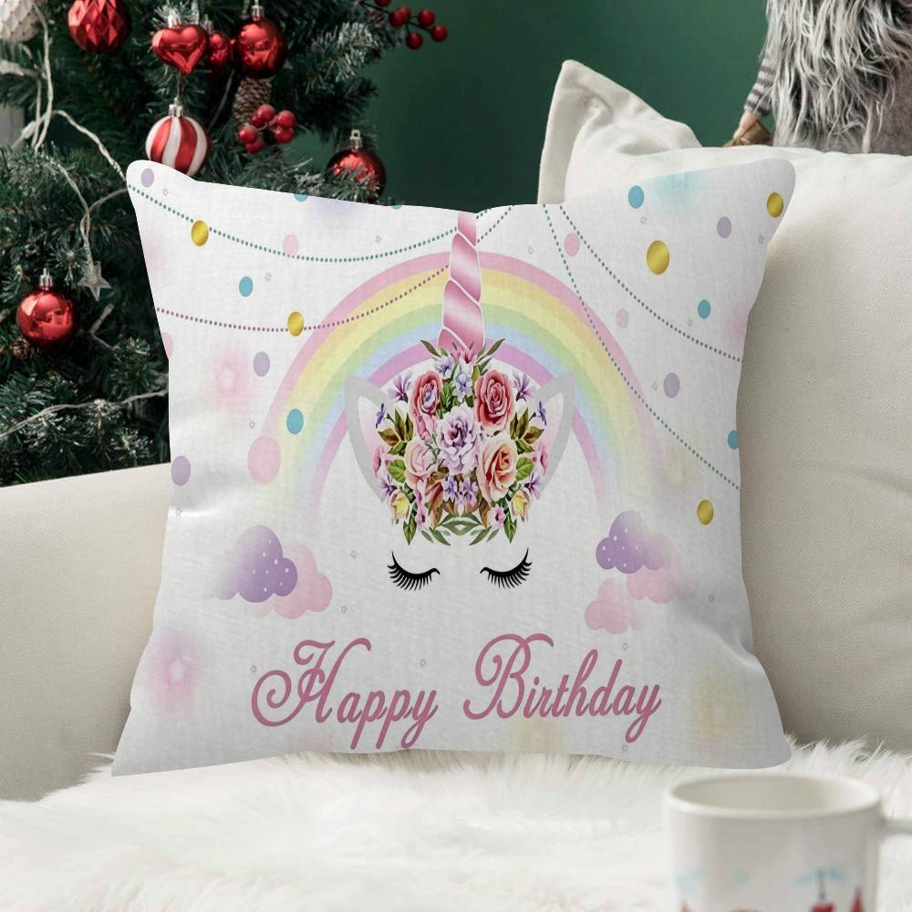 Unicorn Birthday Decor Rainbow Comfortable Pillow anime Case for cute Sofa Living Room Home office Decor Protective Covers