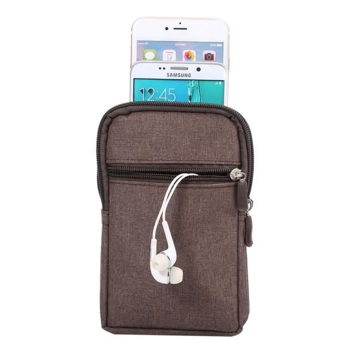 Étui Housse Universel Multiusages Plusieurs Compartiments pour => KAZAM LIFE B5 > Marron (17 x 10.5 cm)