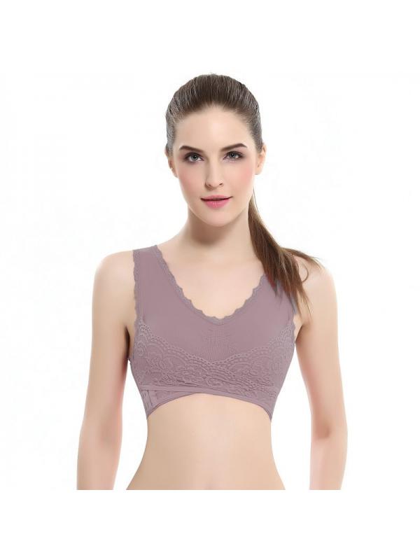 Женский бюстгальтер, спортивный бюстгальтер, кружевной бюстгальтер с перекрестными пряжками без косточек, однотонное нижнее белье, спортивное нижнее белье