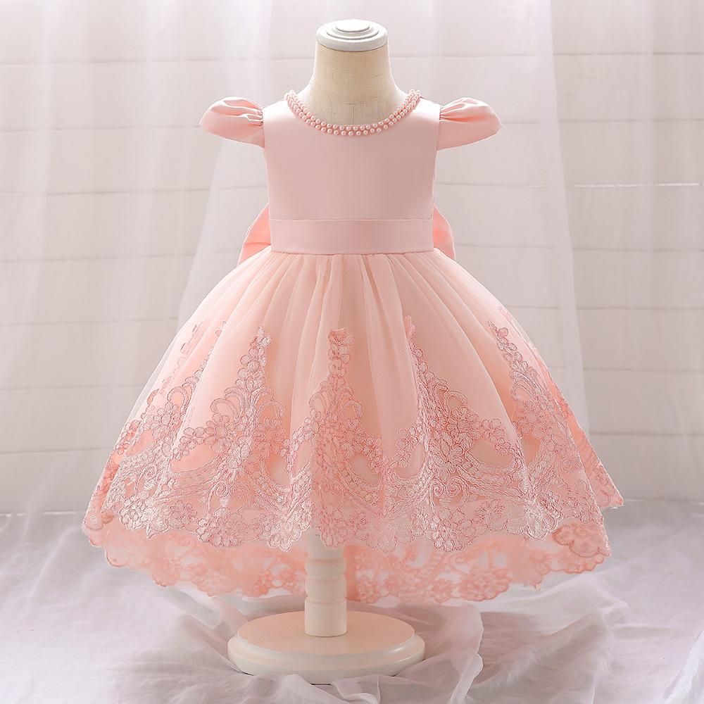 "Girls Bow Princess Dress with Flying Sleeves, Tutu Skirt, and Tail - Stylish Flower Girl Wedding Dress"