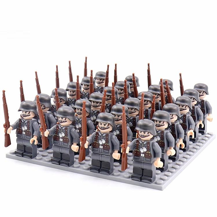 24PCS/SET World War II Military Soldiers Rifle Weapons Gun Figures Parts Blocks Assembly DIY Model Building Kits Toys