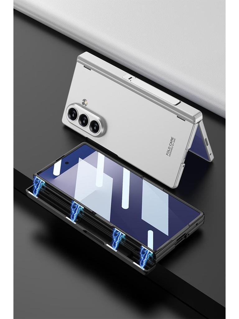 Магнитный защитный чехол для Samsung Z Fold7: Однотонный, Точные вырезы, Складная подставка-экран, Дизайн с боковым карманом для мужчин.