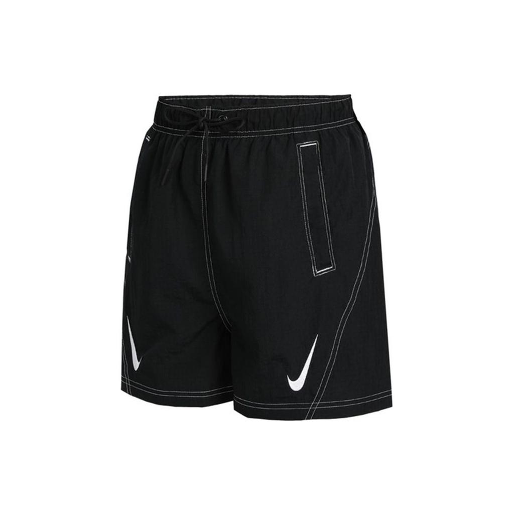 Nike Logo Print Contrast Stitching Mid-Rise Sports Shorts Women Shorts Black DD5593-010