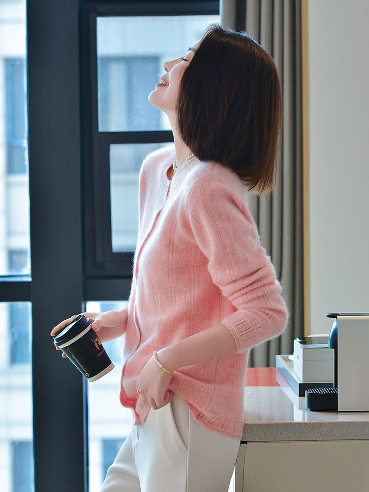 Женский кашемировый кардиган Qinghe кашемир 30% кашемир 70% шерсть осенне-зимний кашемировый кардиган мягкий и теплый