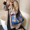 Клетчатая холщовая сумка-тоут женская в корейском стиле инс, осенне-зимняя ретро сумка-мессенджер для студентов, для отдыха, для поездок на работу, на плечо