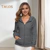 Women Fall Winter Hoodie Thick Plush Zipper Closure Long Sleeves Pure Color Jacket Plus Size Casual Daily Wear Outerwear for Travel Commuting