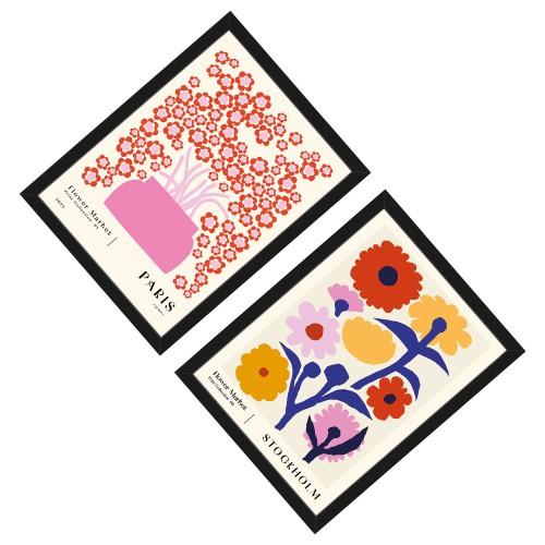 NKTN Flower Market Paris Flower Marker Stockholm Framed Print Set (Pack of 2)