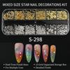 12-Grid Mixed Size Gold Silver Metal Star Nail Decorations Alloy Plating Craftsmanship For Manicure DIY