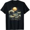 Blue Wave Full Moon Mystical Boho Witch Zen Women Outdoors T-Shirt