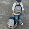 Color Canvas Blocked Backpack With Nylon Simple For Children Spine Backpack