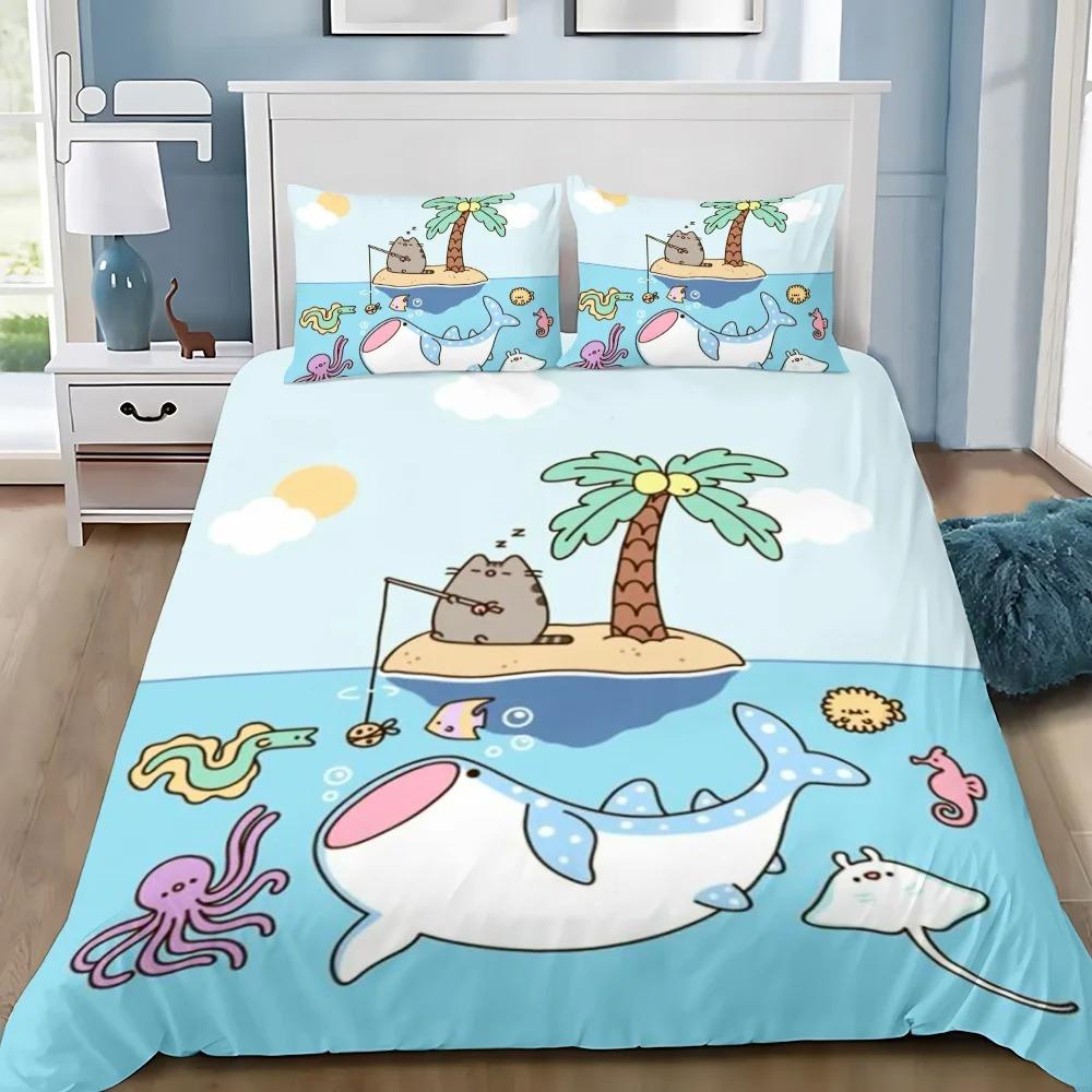 Exquisite cute Print Duvet Cover Set Bedding Set P-Pus-heens Cat Single Double King Size For Kids Boy Girl Bedroom Decor 3pcs