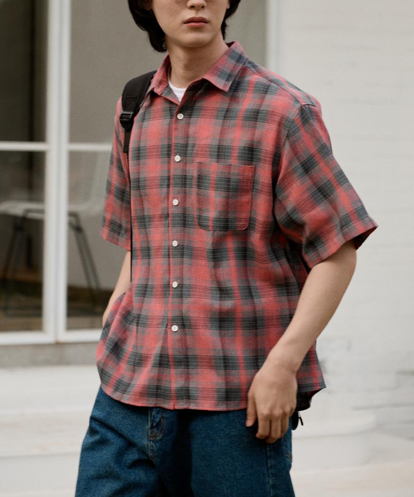 CONCEPTIDE Country Root Check Half Shirt_Pink