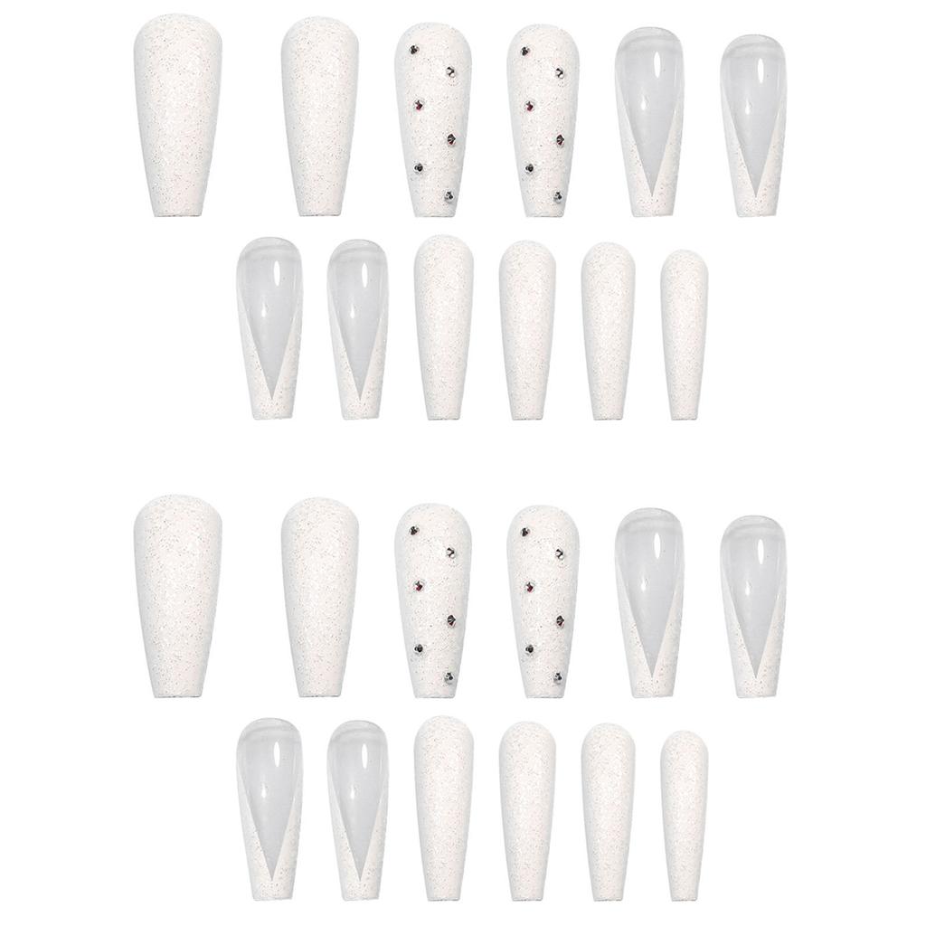 Super Long Ballet Nail Art, Fashionable Nail Art, Matte V-Shaped French Wearable False Nails