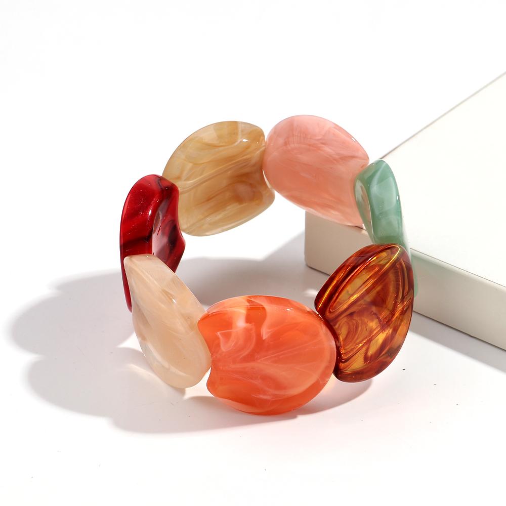 Round Spliced Elastic Rope Bracelets for Women European and American Fashion Simple Acrylic Bracelet Personalized Hand Jewelry