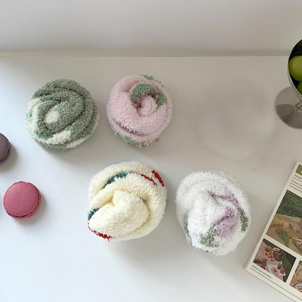 1 пара носков до середины икры из кораллового флиса - Утепленные зимние теплые напольные носки с мультяшными рисунками для женщин