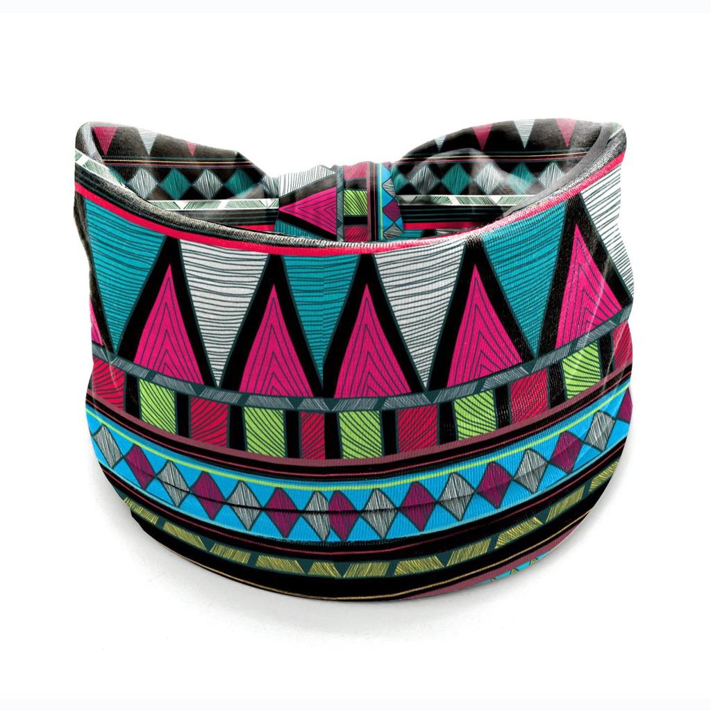 Bohemian African Ethnic Print Knotted Yoga Headband – Wide Elastic Women's Hair Accessory