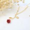 3D Enamel Rose Pendant Necklace , Romantic Valentine's Day Droplet Red Flower Choker Chain , Fashion Commuter Style