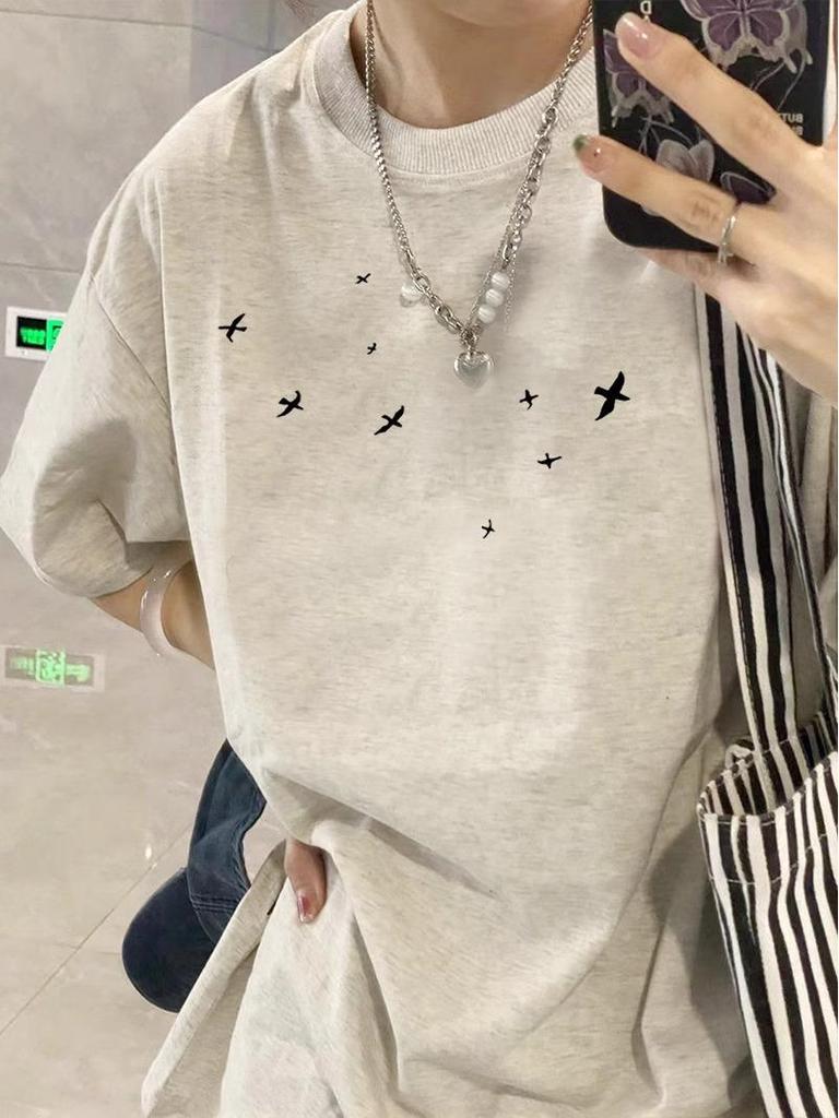 Женская футболка свободного кроя из американского хлопка в стиле ретро 2025 года, большой размер, короткие рукава, летний дизайн