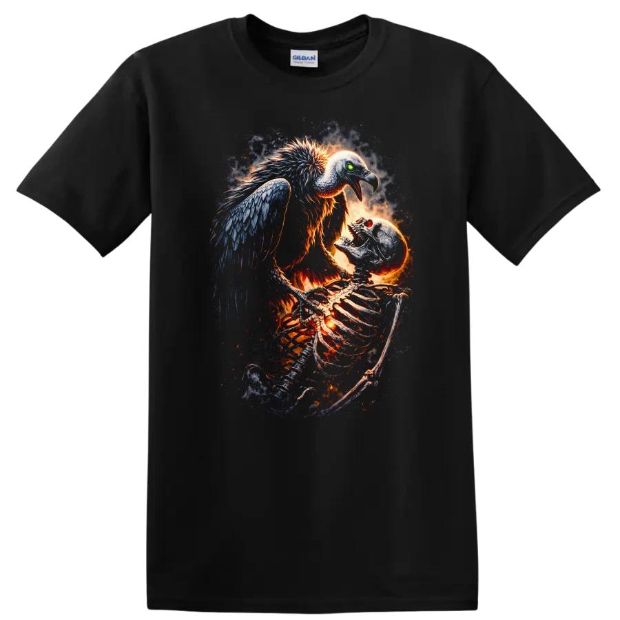 Vulture Skeleton T Shirt Horror Art Graphic Design Fantasy Tee