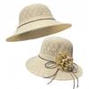 Foldable Design Beach Hat Flowers Decoration Straw Hat Fashion Sun Cap  Outdoor Activities