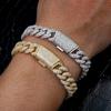 Custom 11mm Exquisite Cuban Bracelet Iced Brass Inlaid with 3 Rows of Zircon Hip Hop Sparkling Men and Women Jewelry Gifts