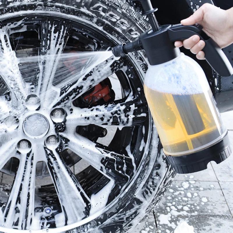Car Wash Hand-held Foam Watering Can 2L Foam Sprayer Plastic Disinfection Water Bottle Air Pressure Sprayer Car Cleaning Tools