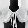 Laceup Tied Decorative Collar with Embroidery Trim Removeable Collar Clothing Accessory for Women Daily and Formal Wear