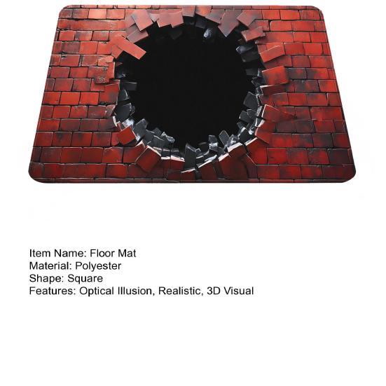 Ковер с оптической иллюзией Нескользящий 3D визуальная ловушка Напольный коврик Дизайн бездонной ямы Придверный коврик для прихожей Гостиной Игровой комнаты Офиса