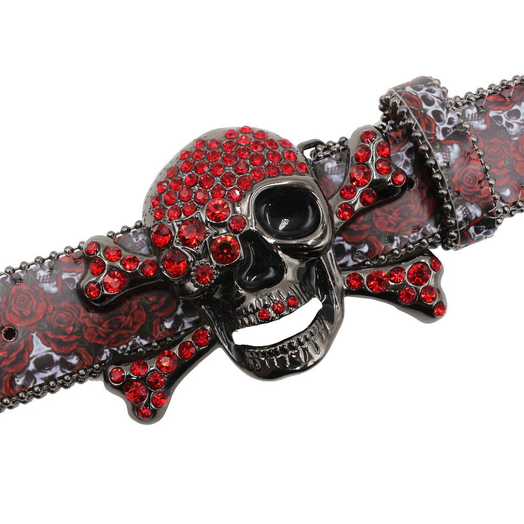 Оригинальный большой череп с водяным сверлом, граффити-ремень, тренд Y2K, кожаный ремень с принтом, череп, печать