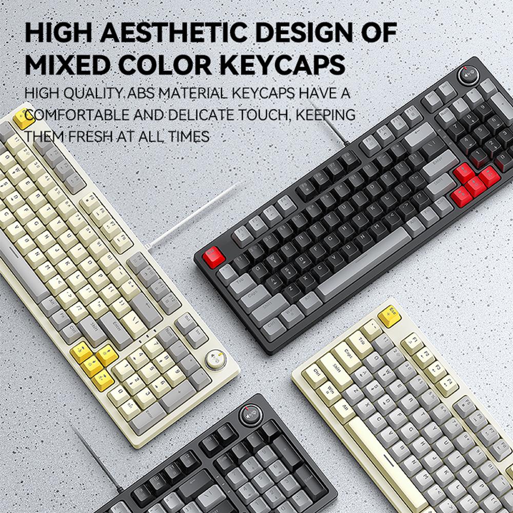 Механическая клавиатура T WOLF T50 96+1 клавиша Проводная игровая клавиатура Высококачественные колпачки клавиш из АБС-пластика двойного литья Синие переключатели