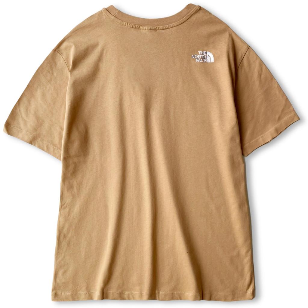 The North Face Женская футболка оверсайз с коротким рукавом, миндального цвета, размер M, с вышивкой, простой дизайн, логотип,