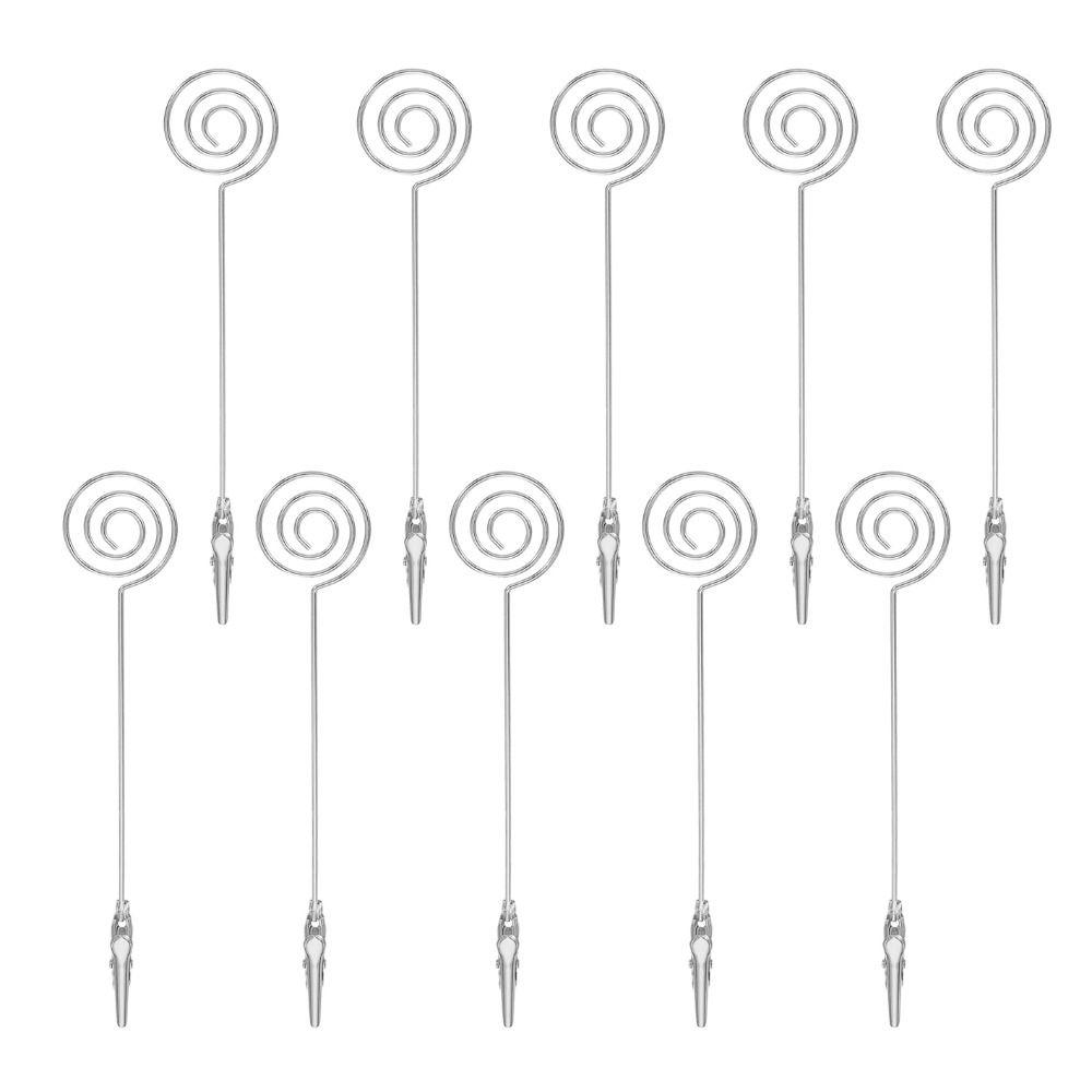 10PCS Round Table Note Clips 15*3cm Metal Table Cards Clip Table Cards Holder Message Display