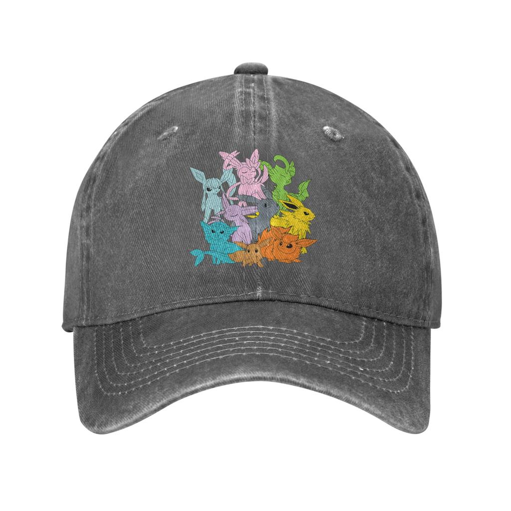 Pokemon Eevee Eevolutions Casual Baseball Cap Summer Trucker Hat Breathable Kpop Rock Snapback Cap Couple Retro Baseball Caps
