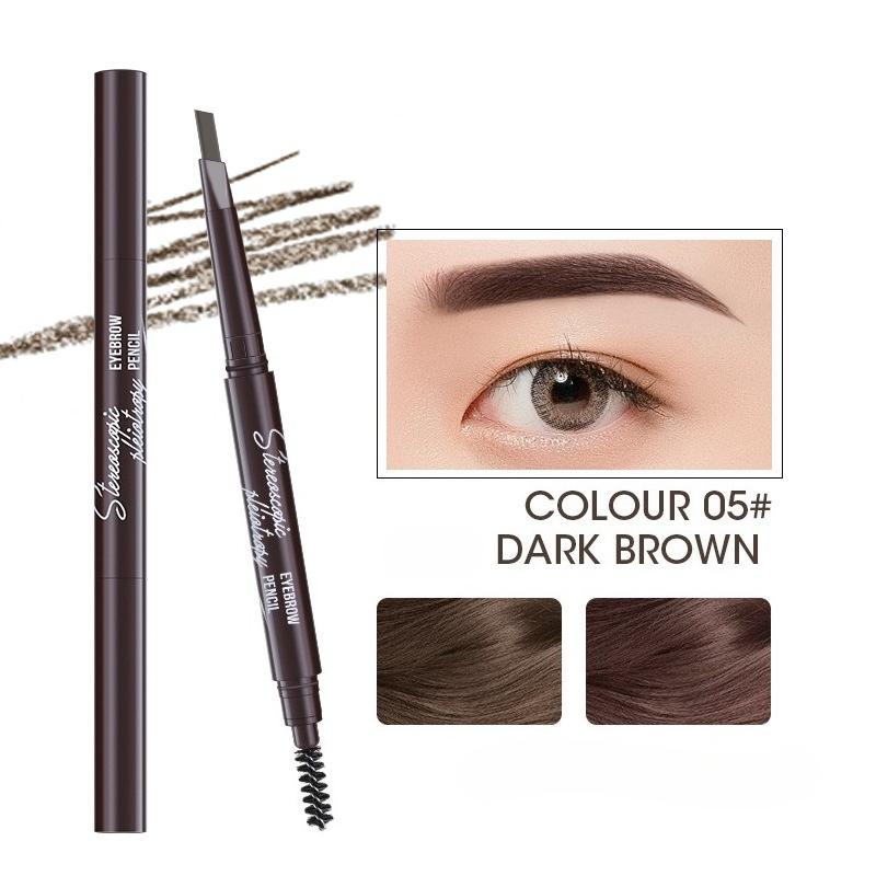 Dual-Ended Eyebrow Pencil with Triangular Tip & Brush - Perfect for All Skin Types