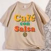 Cafe Con Salsa Unisex Tshirt Latin Music Retro T Shirt Vintage Graphic T Shirts Cotton Short Sleeve Tshirts Streetwear Tops