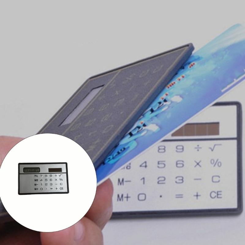 Thin Solar Power Pocket Calculator 8 Digit Lightweight Design Easy To Carry For Accountants Students Professionals
