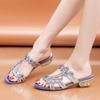 Fashion New Hot Glitter Mesh Women Sandals Summer Fashion Outdoor Peep Toe Casual Beach Slippers Thick Heel Slip On Women Sandals