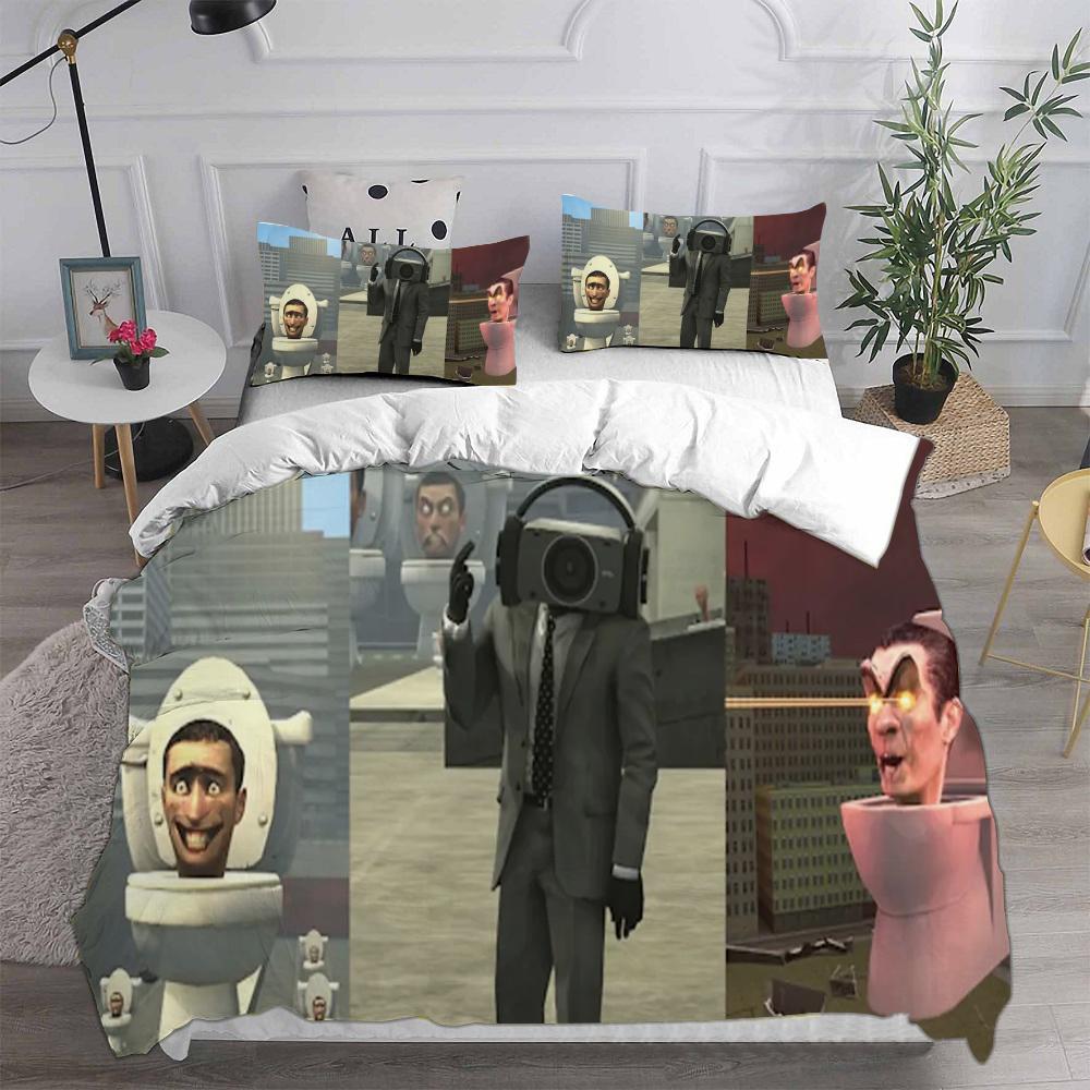 Игра Скибиди Туалет Арале Комплект постельного белья Одеяло Покрывало Пододеяльник Наволочка Набор из 2-3 предметов Детский Взрослый Размер