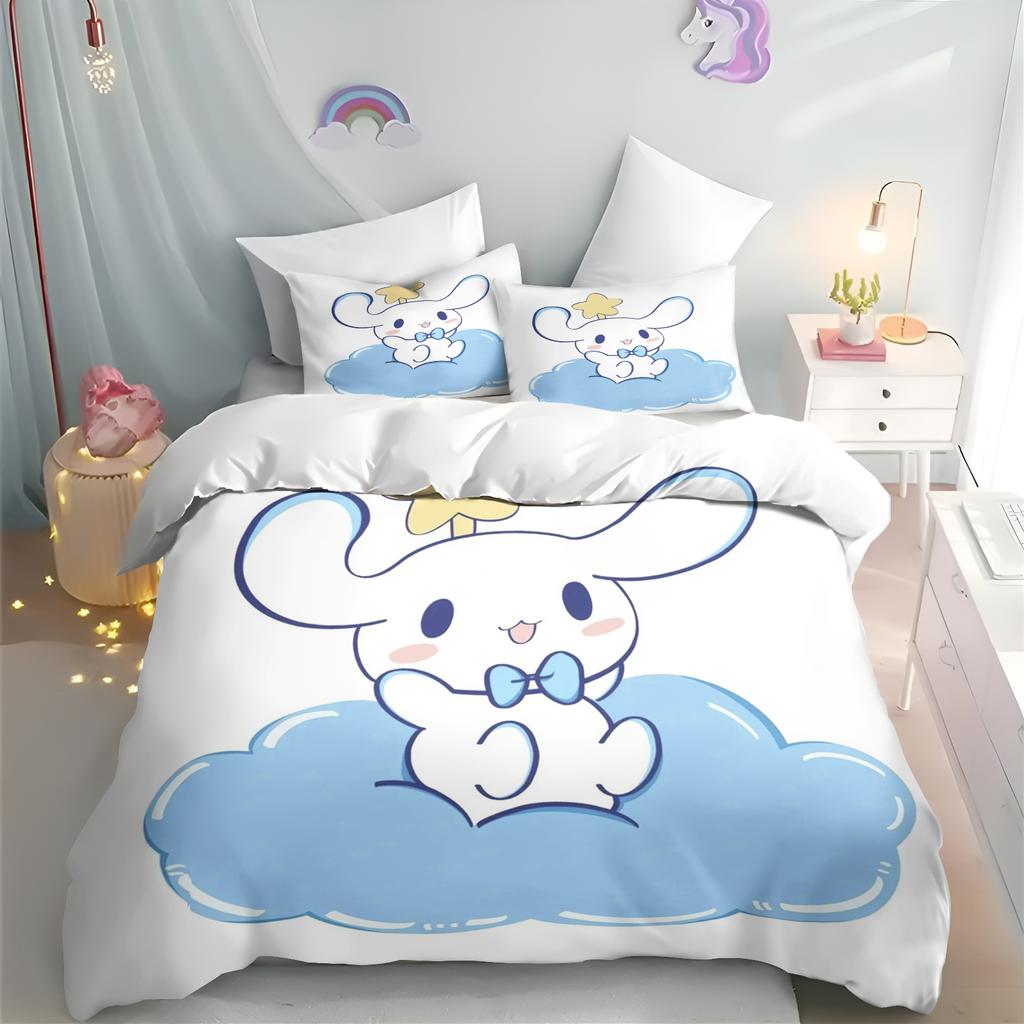 Кролик Циннаморолл Хелло Китти Мультяшный Пододеяльник Sanrio Аниме Роскошный Комплект Постельного Белья Детский Класс А Печатный Размер Queen Домашний Современный
