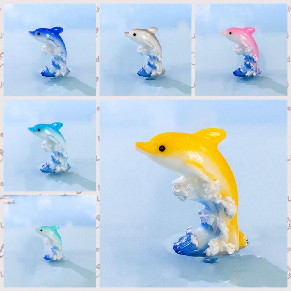 Cartoon Seven Color Dolphin Ocean Series Car Desktop Ornaments DIY Dolphins Micro Landscape Car