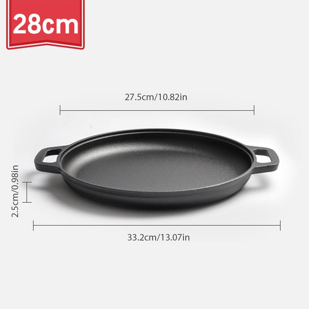 Multifunctional Cast Iron Frying Pan Non-stick Pan for Pizza Barbecue Pancakes Steak Compatible with All Cookers for Home Outdoo